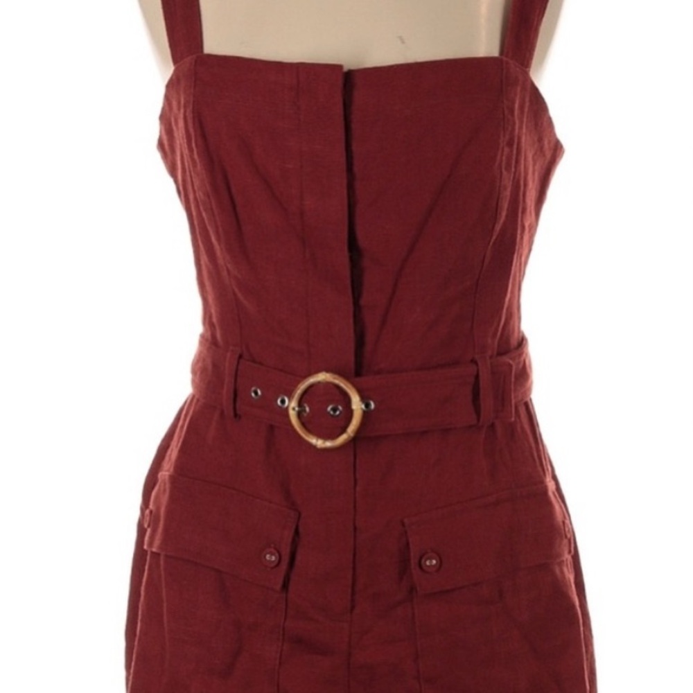 House of Harlow linen Rust Red Belted Romper